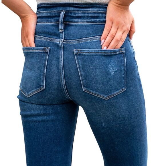 Kancan High Rise Curvy Dark Wash Button Fly Flare NWT - Picture 8 of 16